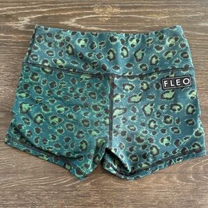 Fleo Teal Leopard Print Shorts